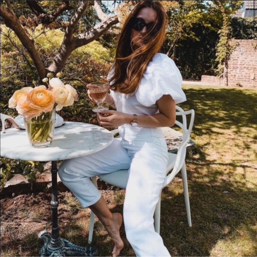 H&M x Johanna Ortiz Puff SleevE White Top - Picture 3 of 8